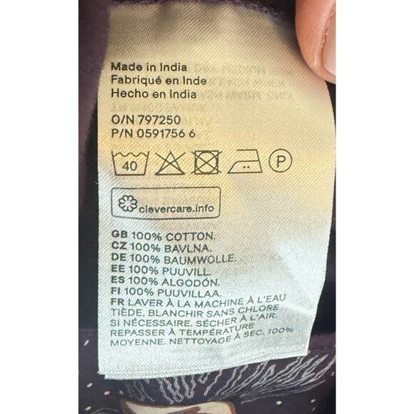 H&M Celestial Print Ruffle Blouse Long Sleeve High Neck Black Gold US 2 NWT - Picture 8 of 9